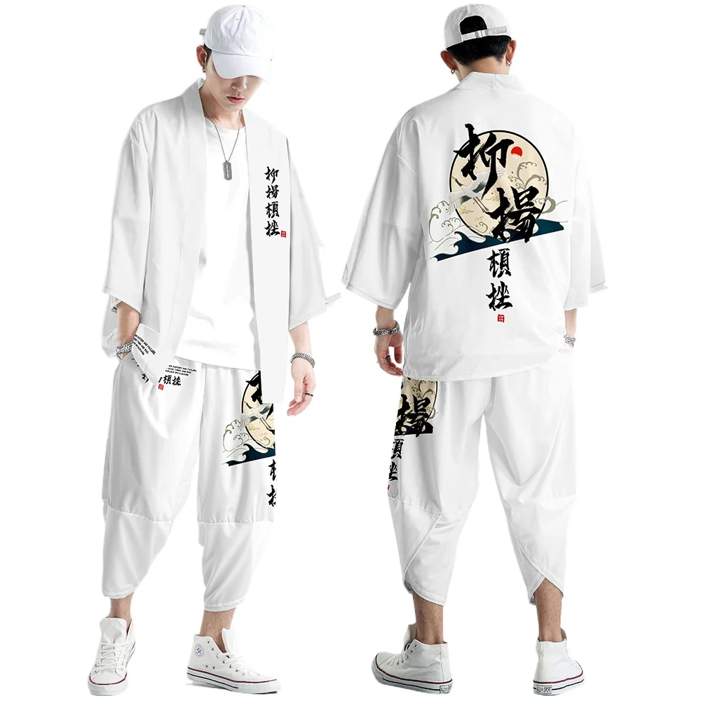 Top Trends: Plus Size 5XL 6XL Chinese Style Japanese Street Samurai Harajuku Kimono Cardigan Women Men Cosplay Yukata Tops Pants Shoppable Styles