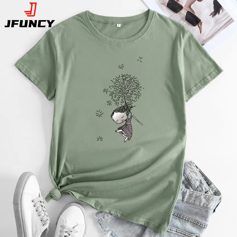 Top Trends: JFUNCY Women&#039;s Cotton T-shirt Fashion Kawaii Harajuku Graphic T Shirts Summer Short Sleeve Female Tee Tops Woman Tshirt Clothing Shoppable Styles