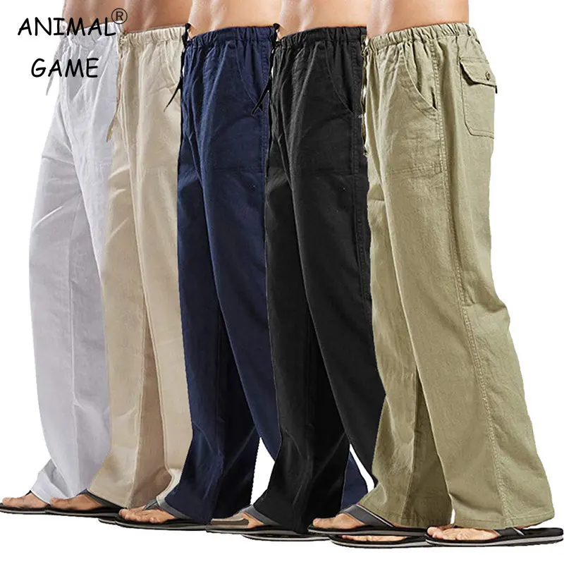 Top Trends: Korean Spring Linen Wide Men Pants Oversize Linens Trousers Streetwear Male Summer Yoga Pants Casual Men Plus Size Clothing 5XL Shoppable Styles