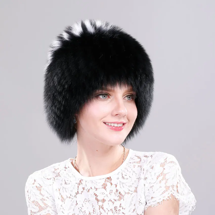 Top Trends: ICYMI Winter Hat For Women 100% Natural Silver Fox Fur Elastic Knitted Lined Cap Fluffy Wig Real Fur Hat Female Ear Warm Beanies Shoppable Styles - Image 5