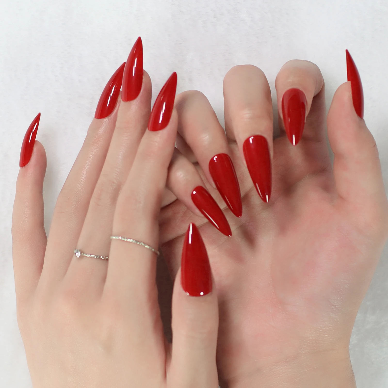 Top Trends: Stiletto Mirror Red Light Gossy Red Color Fingernails Sharp Fake Nails Art Medium Size Press On Nails Wholesale With Tabs Shoppable Styles