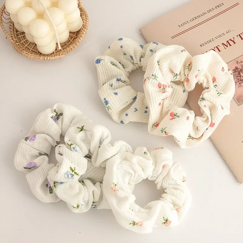 Top Trends: Korean Floral Print Scrunchies Fashion Hairband Ropes For Ponytail Holder Elastic Hair Band Sweet Hair Ties Hair Accessories Shoppable Styles - Image 4