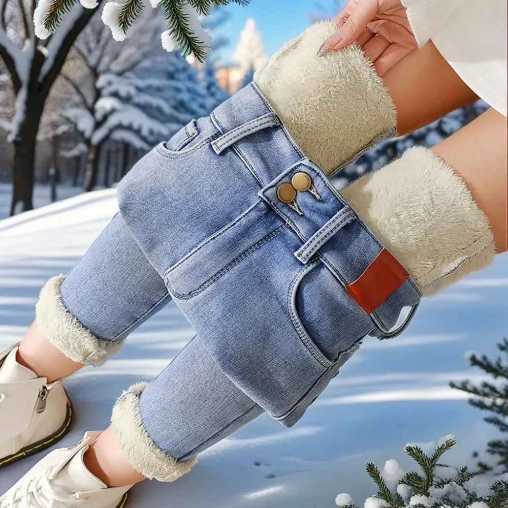 Top Trends: 2024 Warm Jeans For Women Blue Female Winter Jeans Women Denim Pants Jean Female Ankle Length Warm Pants Women Jeans Y2k Shoppable Styles