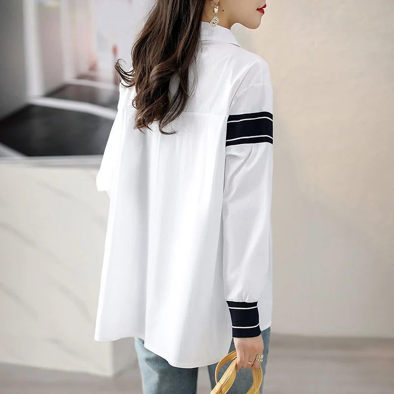 Top Trends: Fashion Lapel Button Spliced Asymmetrical Shirts Women's Clothing 2023 Autumn Winter Loose Casual Tops Commuter Blouses Shoppable Styles - Image 4