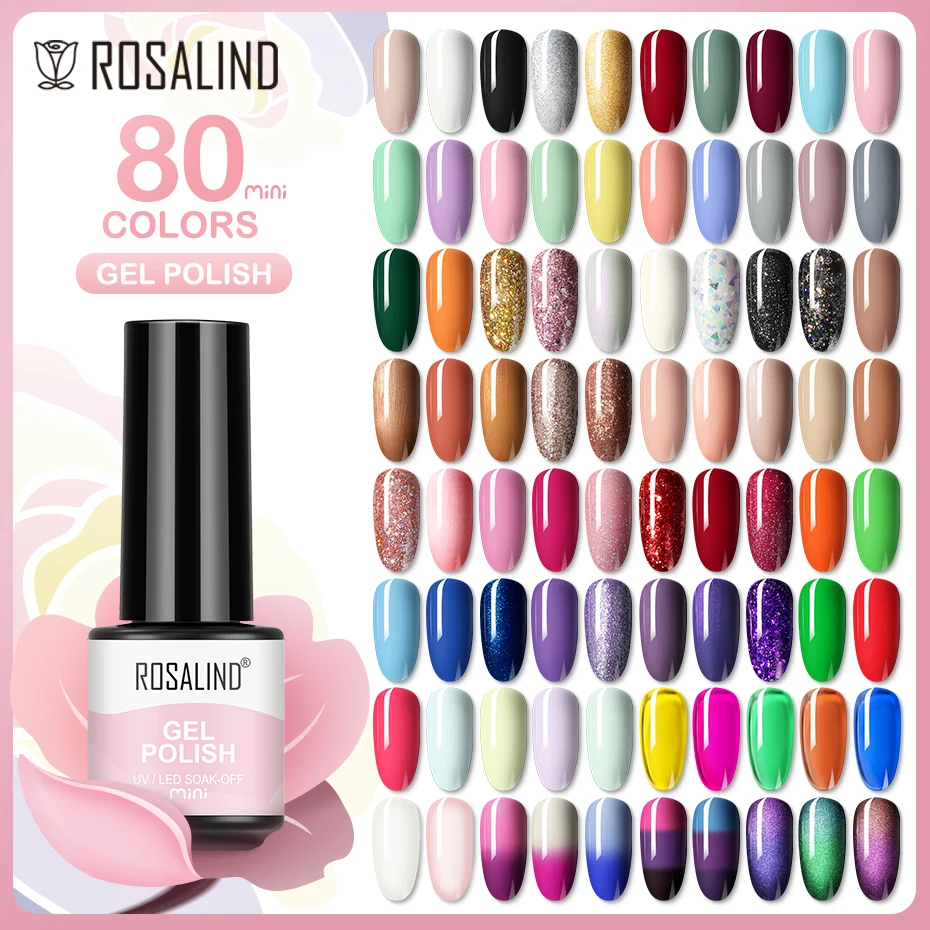 Top Trends: ROSALIND Pure Color Gel Nail Polish Nail Art Manicure Semi Permanent Gel UV Hybrid Varnishes Base Top Coat Enamels Nail Gel New Shoppable Styles