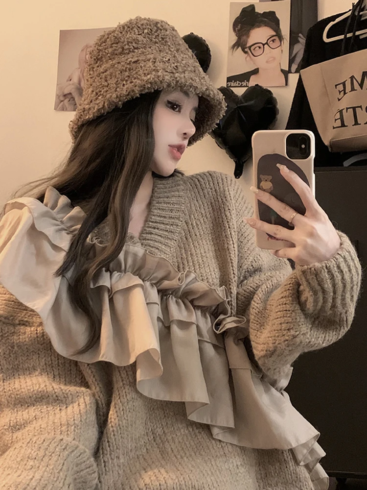 Top Trends: 2022 Autumn Winter Long Sleeve New Women&#039;s Sweater Gentle Lazy Wind Fashionalace Knit Loose Pullover Sweater Temperament Wild Shoppable Styles