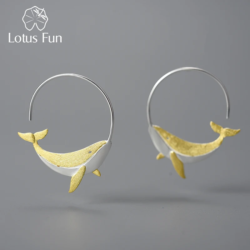 Top Trends: Lotus Fun 18K Gold Personality Whale Round Hoop Earrings For Women Real 925 Sterling Silver Original Animal Fashion Fine Jewelry Shoppable Styles