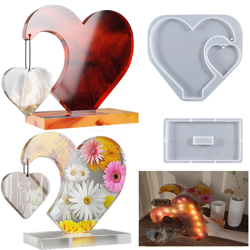 Top Trends: Love Heart Photo Frame DIY Crystal Epoxy Resin Mold Craft Rectangular Base Heart Decorative Ornament Silicone Mould Home Decor Shoppable Styles