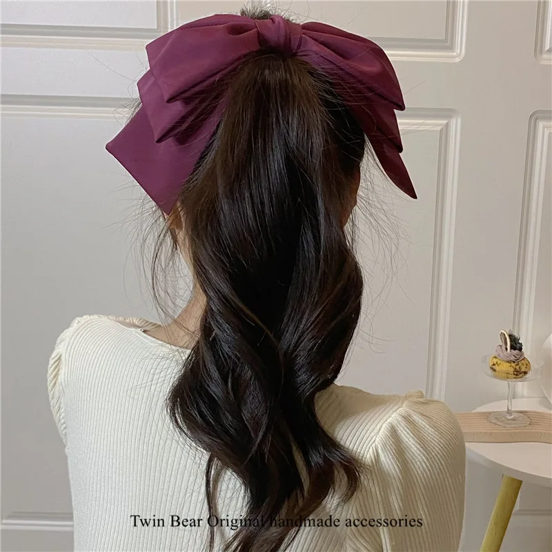 Top Trends: New Fashion High Quatity Satin Big Bow Hairpins Popular Hair Clip Women Sweet Solid Three-layer Bow Drape Hairgrip Accessories Shoppable Styles - Image 6