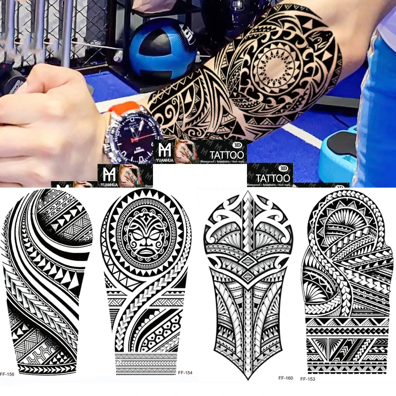 Top Trends: Realistic Totem Wolf Temporary Tattoos For Men Adults Black Thorns Geometric Mandala Fake Tattoo Stickers Arm Body Tatoos Shoppable Styles