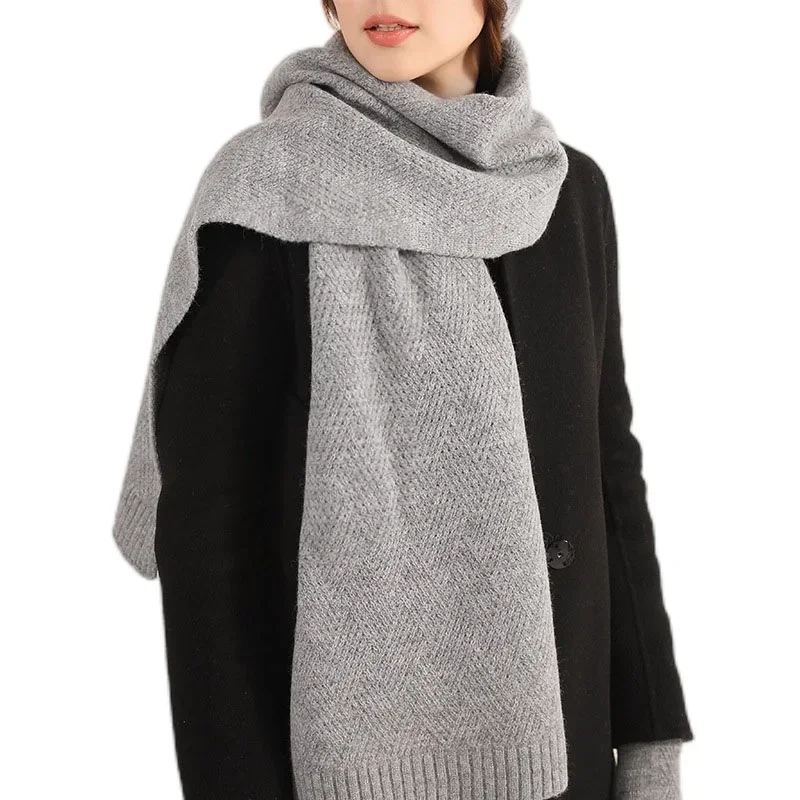 Top Trends: Autumn Solid Color Knitted Wool Scarf Winter Women Warm Versatile Soft Skincare Wool Knit Scarves Luxury Design Men Bufandas Shoppable Styles