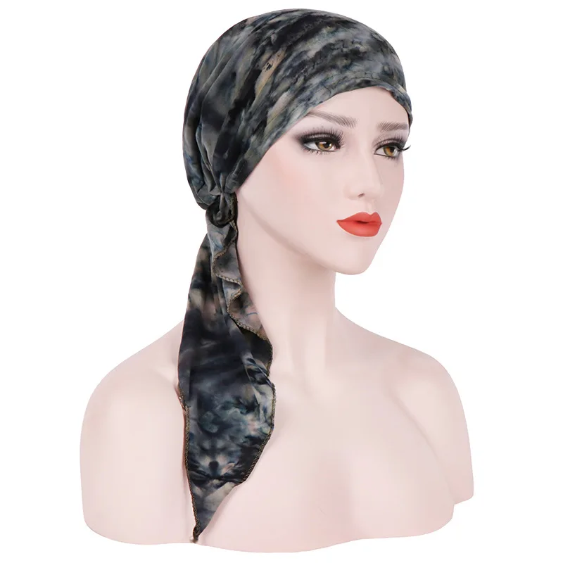 Top Trends: Helisopus Fashion Print Headscarf For Women Muslim Stretch Pre-Tied Turban Bandanas Hair Accessories Head Wrap Cancer Bonnet Cap Shoppable Styles