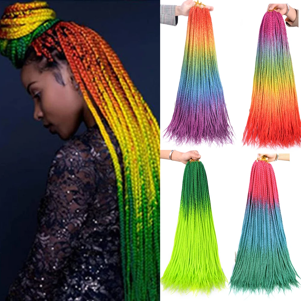 Top Trends: 24inch Ombre Box Braids Crochet Hair Long Pre-Looped Crochet Braids For Women Girls Synthetic Braiding Hair Extensions BUDABUDA Shoppable Styles