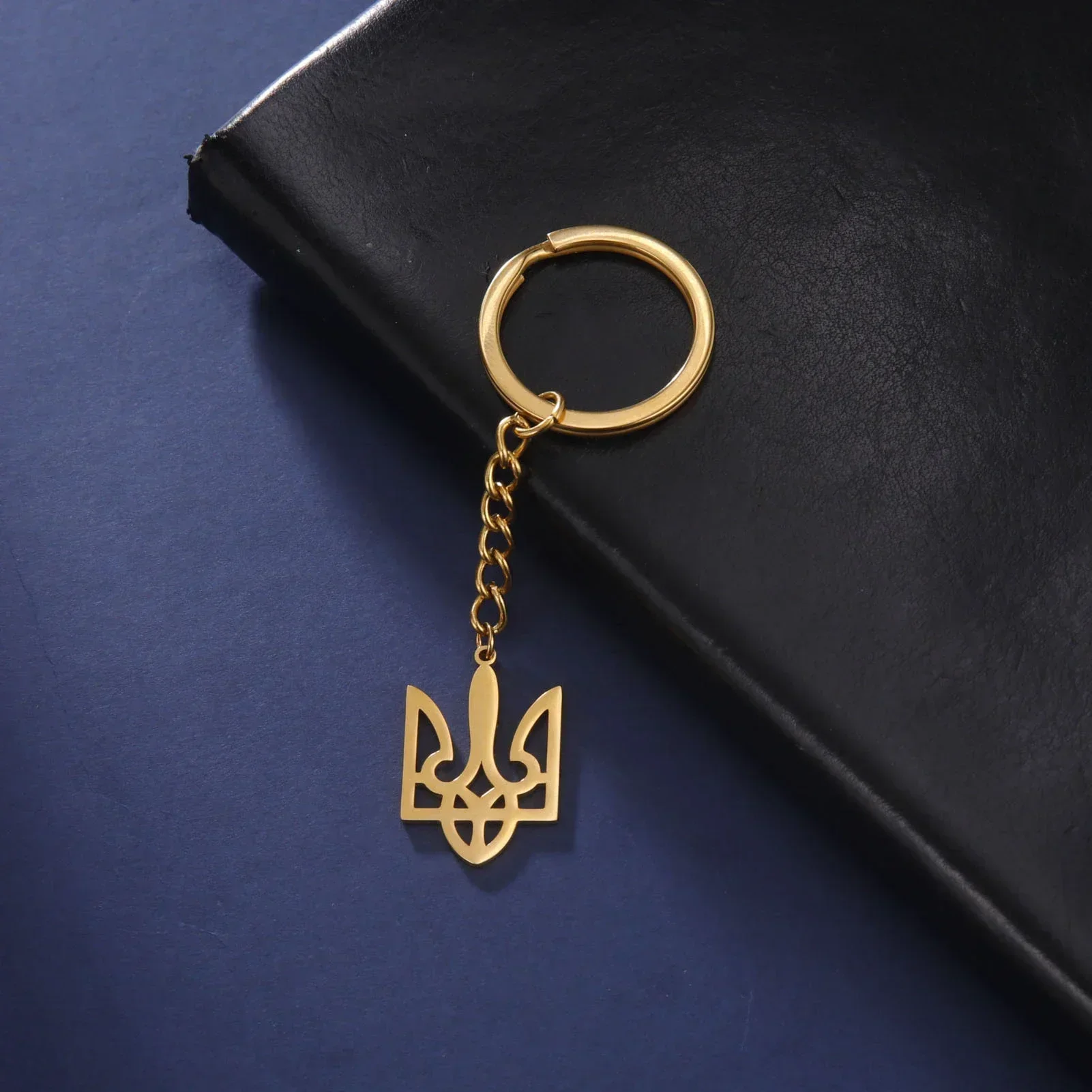 Top Trends: Ukraine Pendant Stainless Steel Keychain-Emblem Simple Style New Products Fashion Jewelry Gold Color Party Gift For Women Men Shoppable Styles