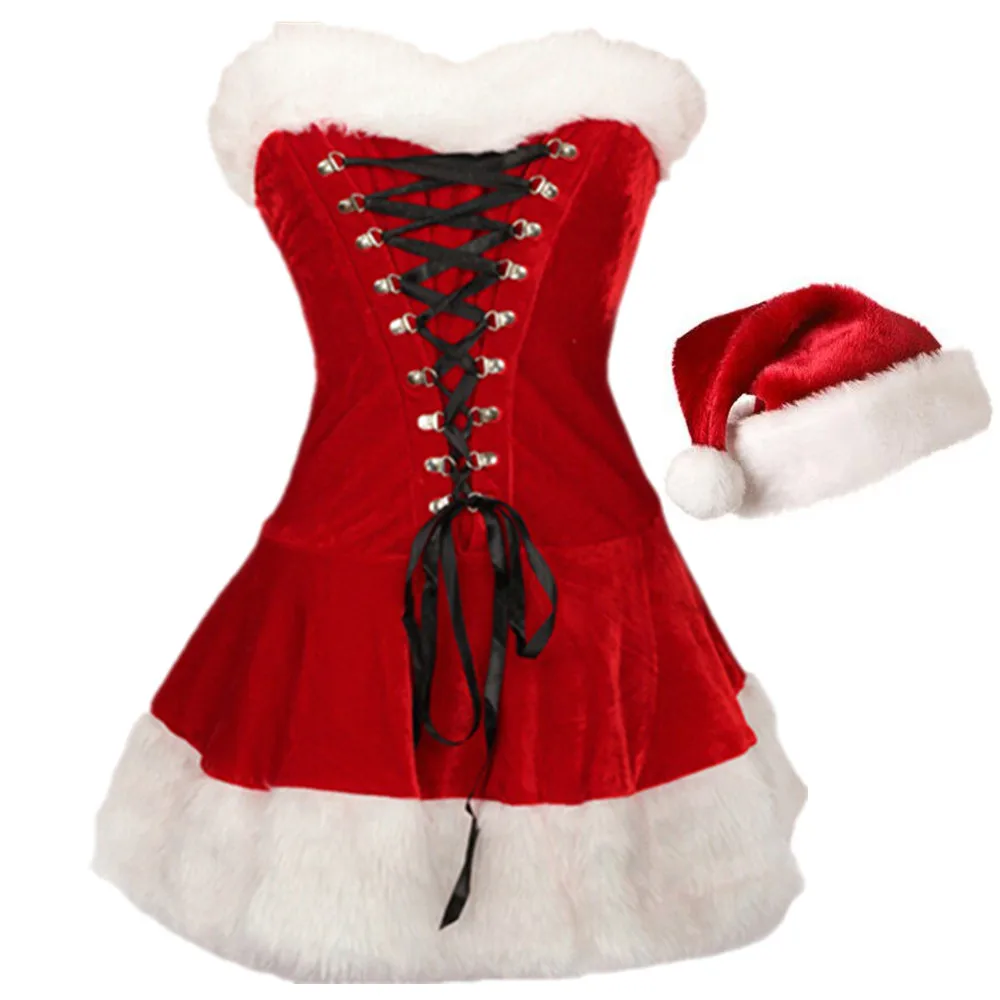 Top Trends: Female Christmas Cosplay Costume For Plush Santa Claus Clothing Sets New Year XMAS Party Fancy Dress Shoppable Styles