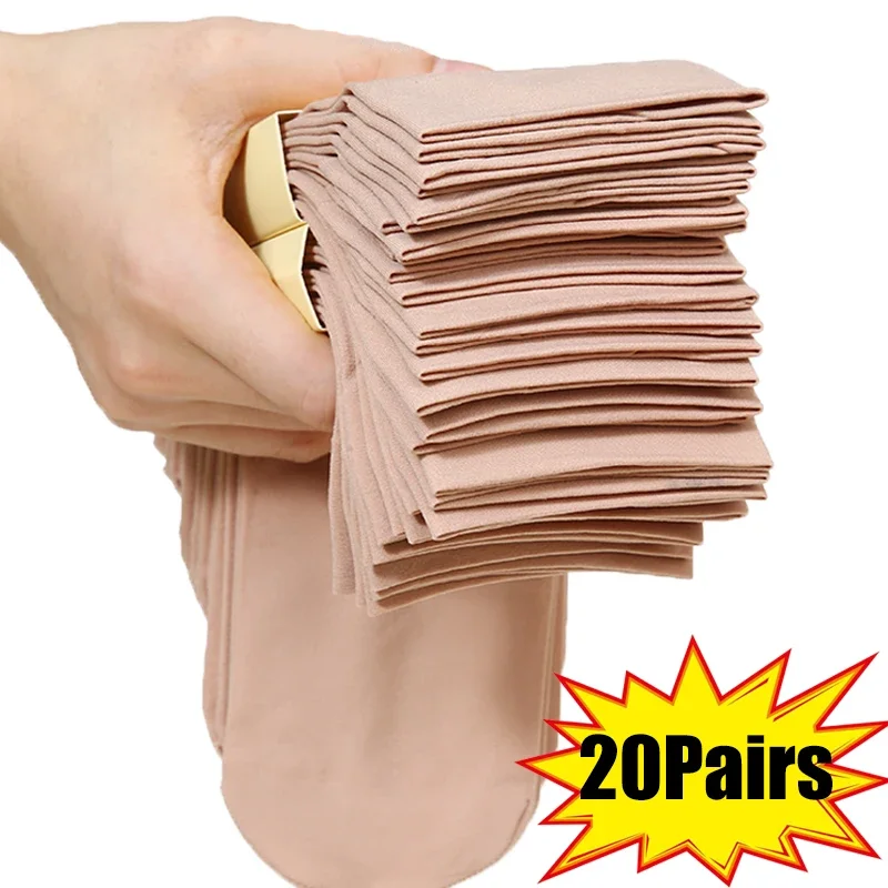 Top Trends: 40Pcs=20Pairs Transparent Summer Socks Ultrathin Women Nylon Ladies Female Short Ankle Meias Elastic Crystal Spring Silk Sox Shoppable Styles