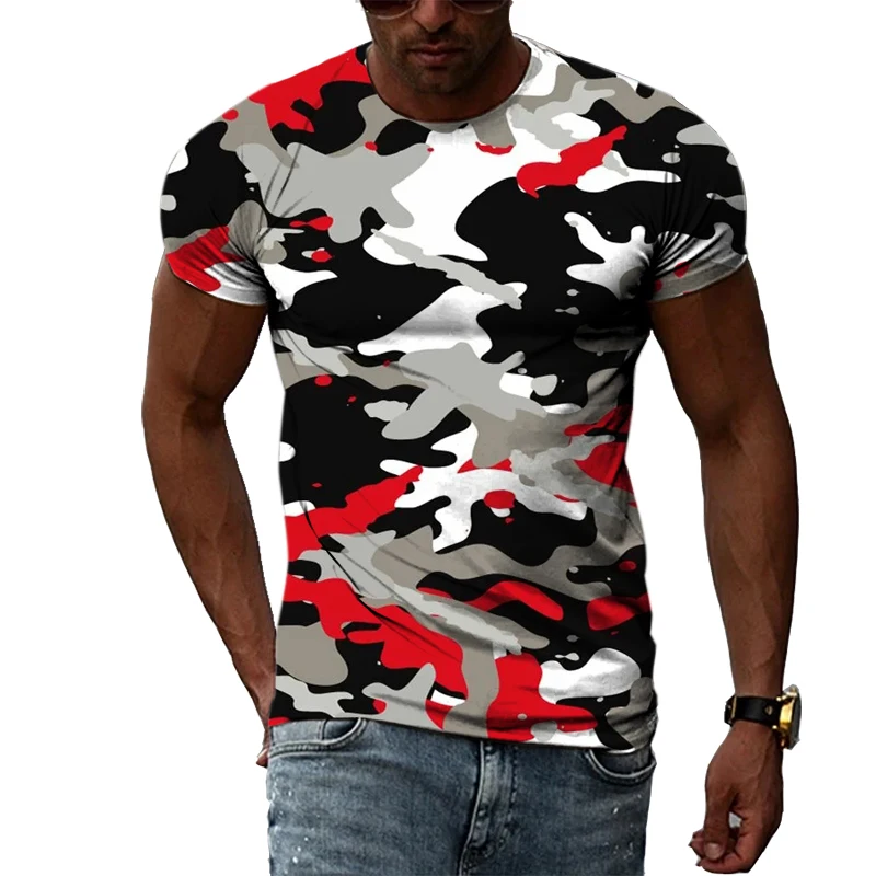 Top Trends: New Tide Summer Fashion Model Camouflage Picture T-shirts Casual Print Tees Hip Hop Personality Round Neck Short Sleev Tops Shoppable Styles