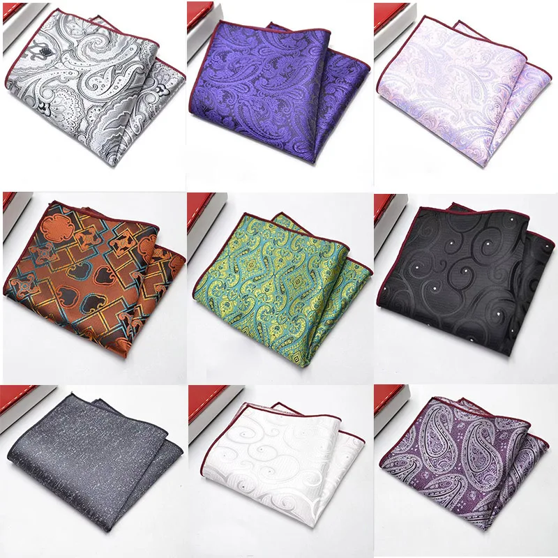 Top Trends: Fashion Silk Hankerchief Scarves Vintage Hankies Men's Pocket Square Handkerchiefs Striped Solid Snot Rag 25*25 Cm Shoppable Styles