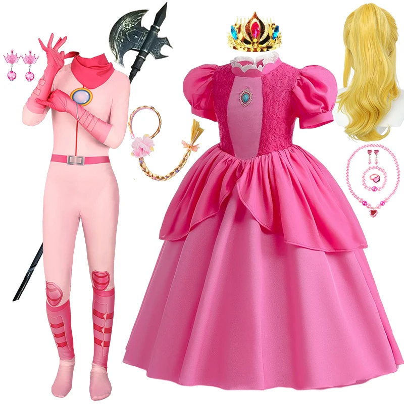 Top Trends: Fancy Peach Princess Dress Girls Cosplay Disguise Carnival Deluxe Anime Costume Toddler Kids Jumpsuits Party Gowns Clothes 2-10T Shoppable Styles