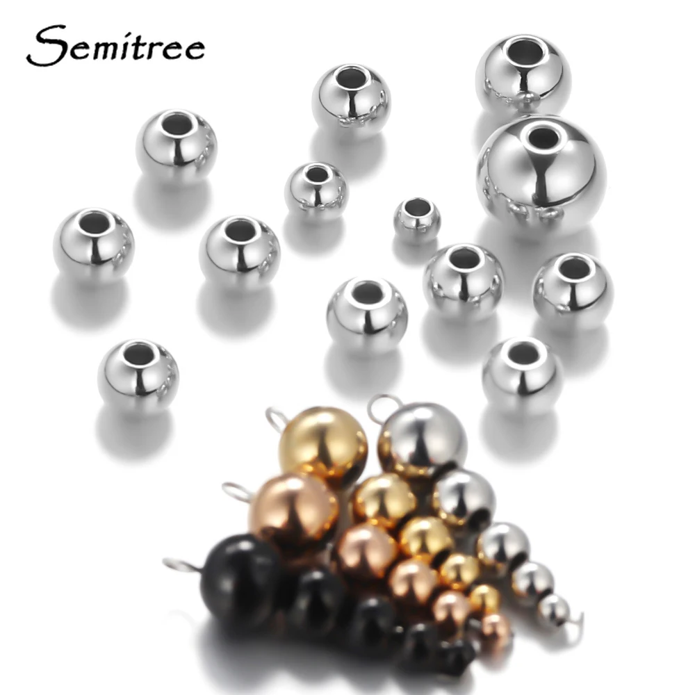 Top Trends: 3mm 4mm 6mm 8mm Stainless Steel Rose Gold Color Black Spacer Beads Charm Loose Beads DIY Bracelets Beads For Jewelry Making Shoppable Styles