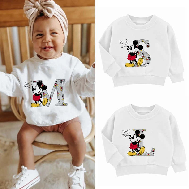 Top Trends: Mickey Children Sweatshirts New Letter A B C D Name Combination Clothes Kawaii Cartoons Pullover Girl Boy Kid Fashion Sportswear Shoppable Styles