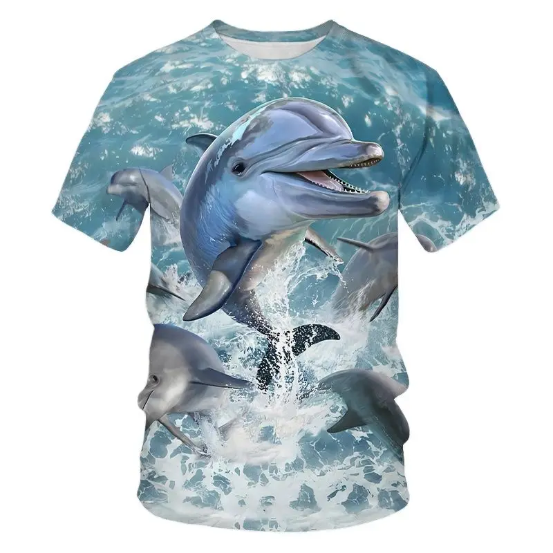 Top Trends: Unsiex Cute Animal Style Tshirts Men Women Dolphin Funny 3d Print Marine Summer Fashion Casual T-shirt Crew Neck Shirt For Men Shoppable Styles