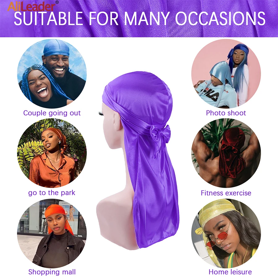 Top Trends: Satin Durag Turban Hat Wigs Durag Biker Headwrap Pirate Hat Cap For Men Hair Accessories Long Tail Straps Bandanas 1Pcs Shoppable Styles - Image 4