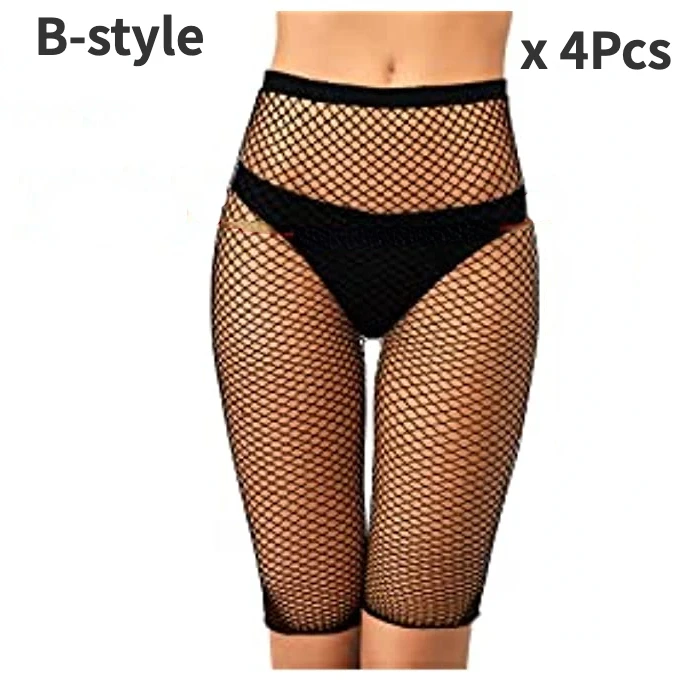 Top Trends: 4Pcs Fishnet Shorts Pantyhose Fishnet Biker Short High Waisted Tights See Through Elastic Mesh Shorts For Women Girls Shoppable Styles - Image 3