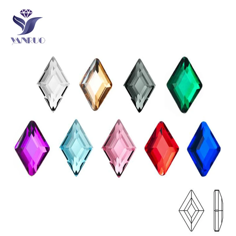 Top Trends: YanRuo 20pcs Rhombus Multicolor Flatback Crystal Rhinestones 3D Design Glass Strass Glitter Accessories For Nail Art Decorations Shoppable Styles