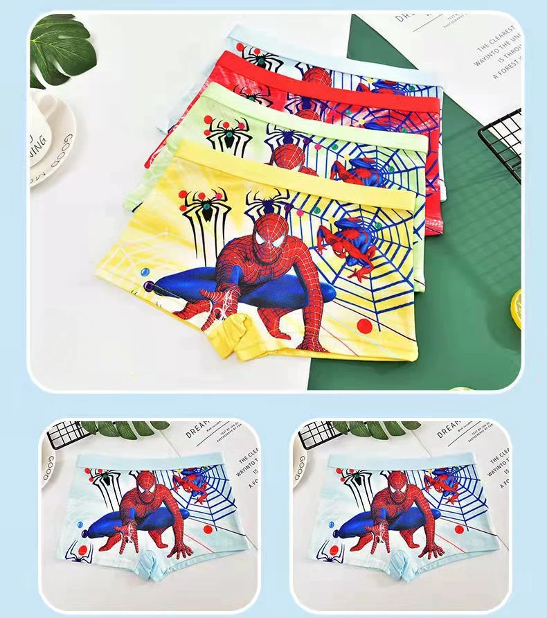 Top Trends: Disney Marvel Spider-Man Kids Boxer Shorts Boy Anime Boxer Underwear Cartoon Printed Cotton Children&#039;s Underwear Christmas Gift Shoppable Styles