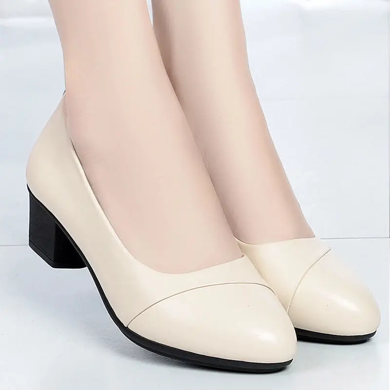 Top Trends: Women Soft Leather Low Heel Wedge Shoes Comfortable Soft Sole Middle-aged Black Sandals Mid Heel Work Shoe Womens Wedding Shoes Shoppable Styles