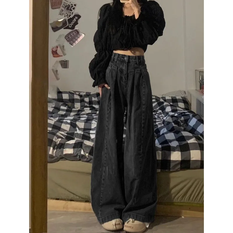 Top Trends: QWEEK Y2k Wide Jeans Woman Baggy Vintage Korean Fashion Pants Harajuku Oversized Causal Denim Pants Streetwear Spring Aesthetic Shoppable Styles