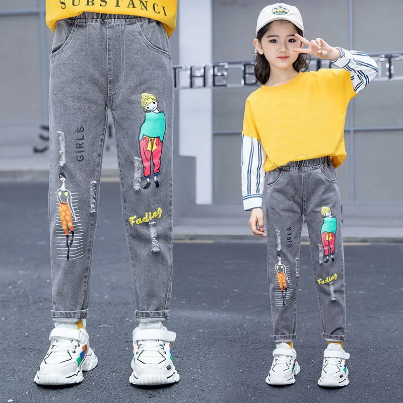 Top Trends: Summer Teen Girls Jeans Blue High Waist Slim Denim Pants For Girls Kids Trousers Casual Children Clothes For 8 10 12 Years Shoppable Styles - Image 6