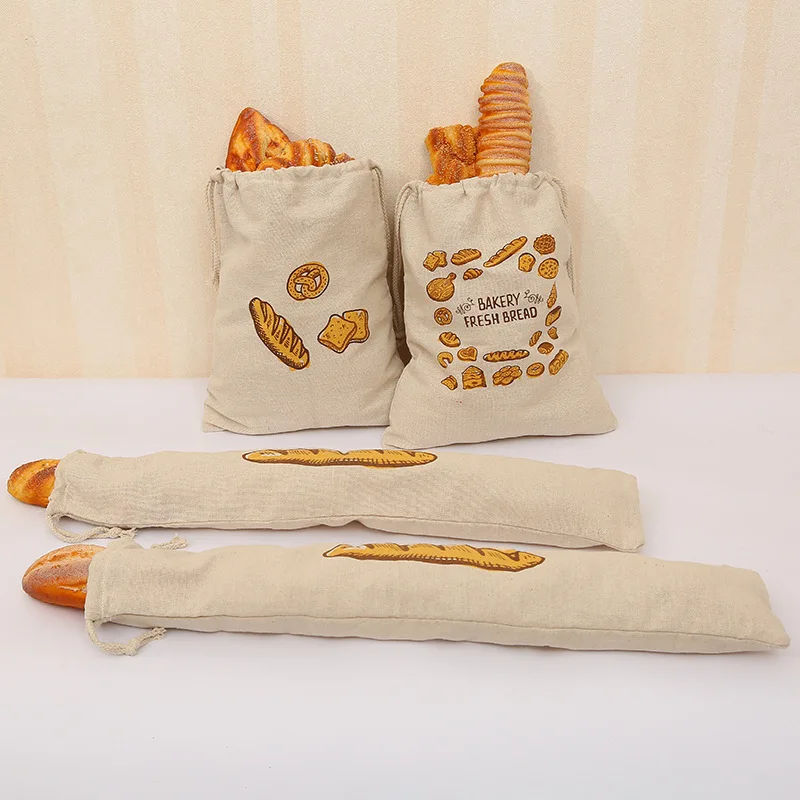 Top Trends: Bread Bags Reusable Drawstring Bag For Loaf Homemade Artisan Bread Storage Bag Linen Bread Bags For Baguette Can Print Logo Shoppable Styles