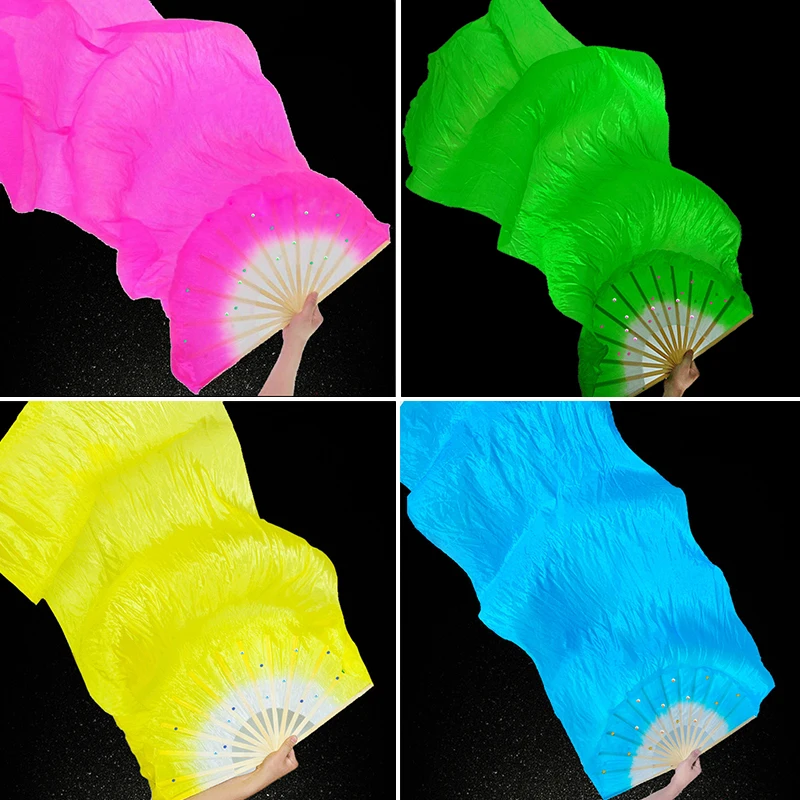 Top Trends: Long Twisted Yangko Bailea Dance Silk Fans Children's Fan For Dancing Extended Double-Sided Adult Bamboo Performance Belly Dance Shoppable Styles - Image 4