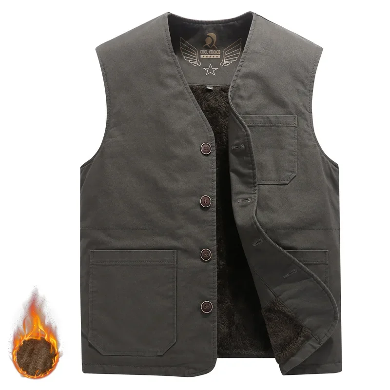 Top Trends: Winter Cotton Sleeveless Jacket Men Fur Lined Coats Military Tactical Vests Korean Fashion Tops Fishing Outdoor New Coat Shoppable Styles