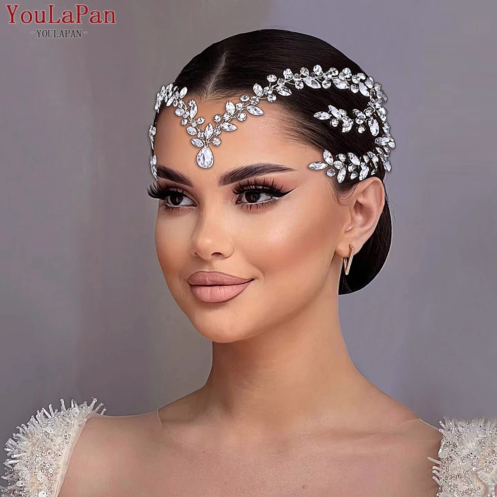 Top Trends: TOPQUEEN Rhinestone Forehead Piece Bridal Wedding Headwear Woman Party Headband Handmade Pageant Crown Tiara HP599 Shoppable Styles