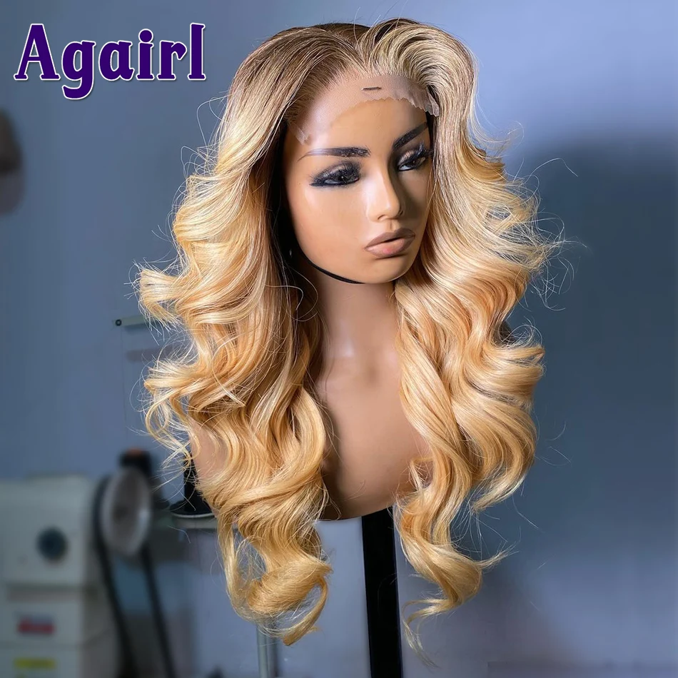 Top Trends: Honey Blonde Brown Roots Colored Lace Front Wig 13x4 13x6 Lace Frontal Human Hair Wigs For Women #27 Body Wave 5x5 Closure Wig Shoppable Styles