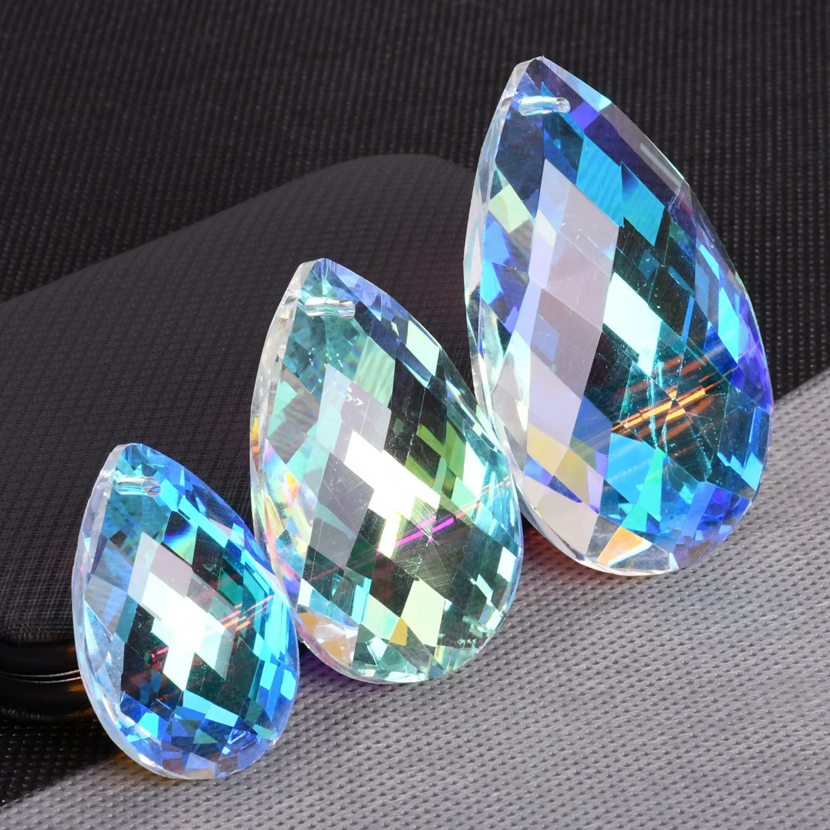 Top Trends: 1pcs 38mm 50mm 63mm AB Plated Teardrop Faceted Crystal Glass Loose Pendant Beads For Jewelry Making DIY Curtain Shoppable Styles