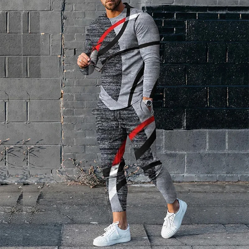 Top Trends: 2023 Men Tracksuit Spring Oversized Set Print Long Sleeved T-shirt+ Trousers Jogger Sportswear Casual Streetwear 2 Piece Suit Shoppable Styles