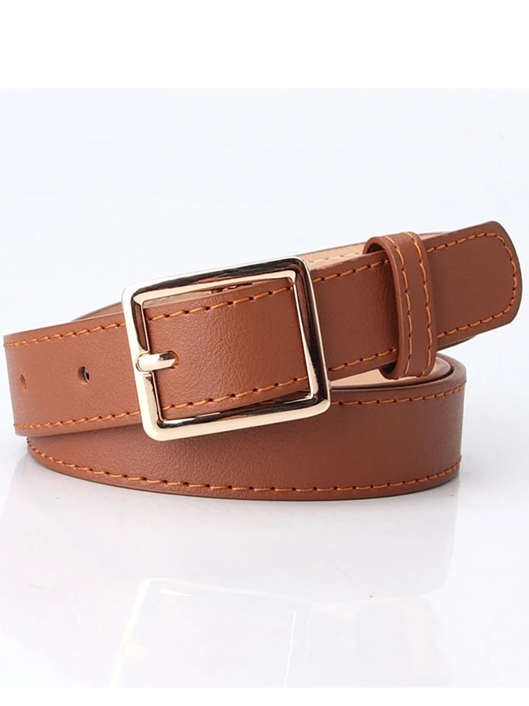 Top Trends: New Fashion Gold Square Buckle Waist Belts For Women PU Leather Brown Black Female Waistband Ladies Dress Jeans Belts Shoppable Styles