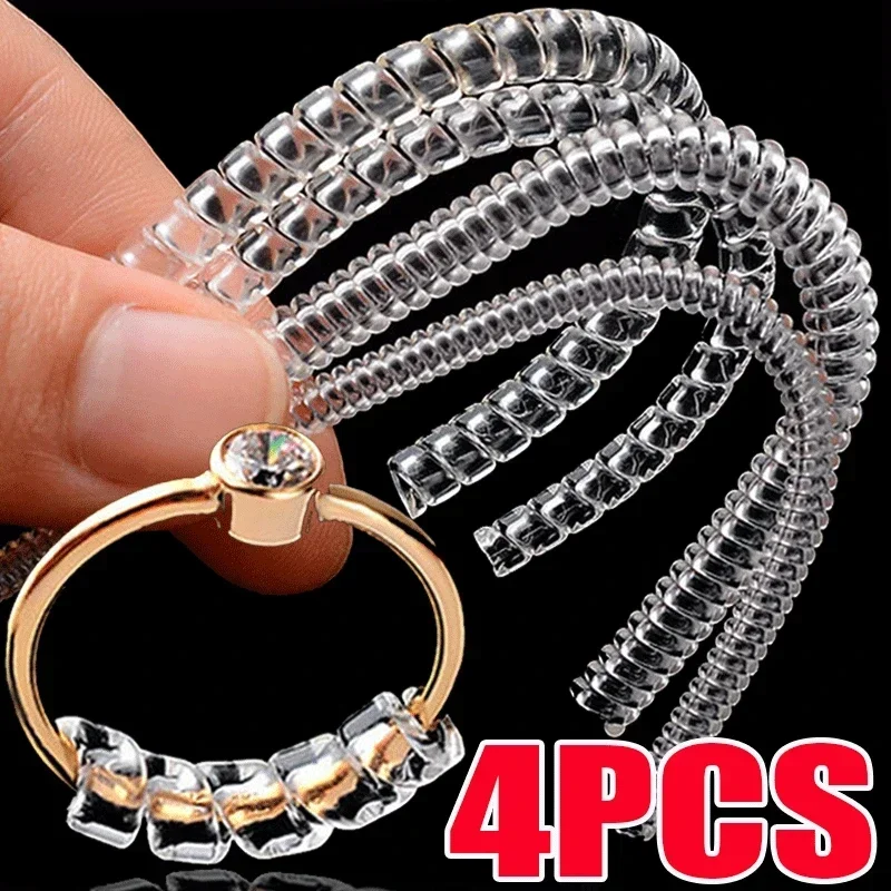 Top Trends: 4PCS DIY Tightener Reducer Jewelry Parts Protection Transparent Spring Rope Ring Size Invisible Resizing Tool Retro Spiral Based Shoppable Styles