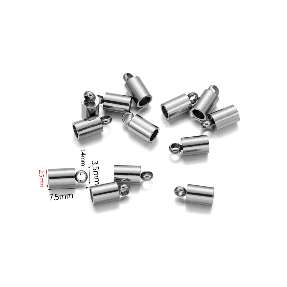 Top Trends: 10Pcs / Lot Stainless Steel End Tip Cap Fit 1.5-10mm Tassel Leather Cord End Crimp Cap For DIY Bracelet Jewelry Making Accessories Shoppable Styles - Image 4