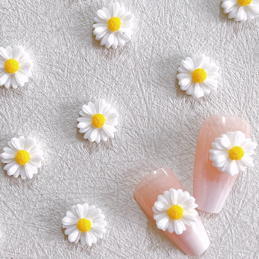 Top Trends: 30PCS 11MM 3D Acrylic Flower White Daisy Nail Art Charms Accessories Manicure Decor Supplies Nails Decoration Supplies Materials Shoppable Styles