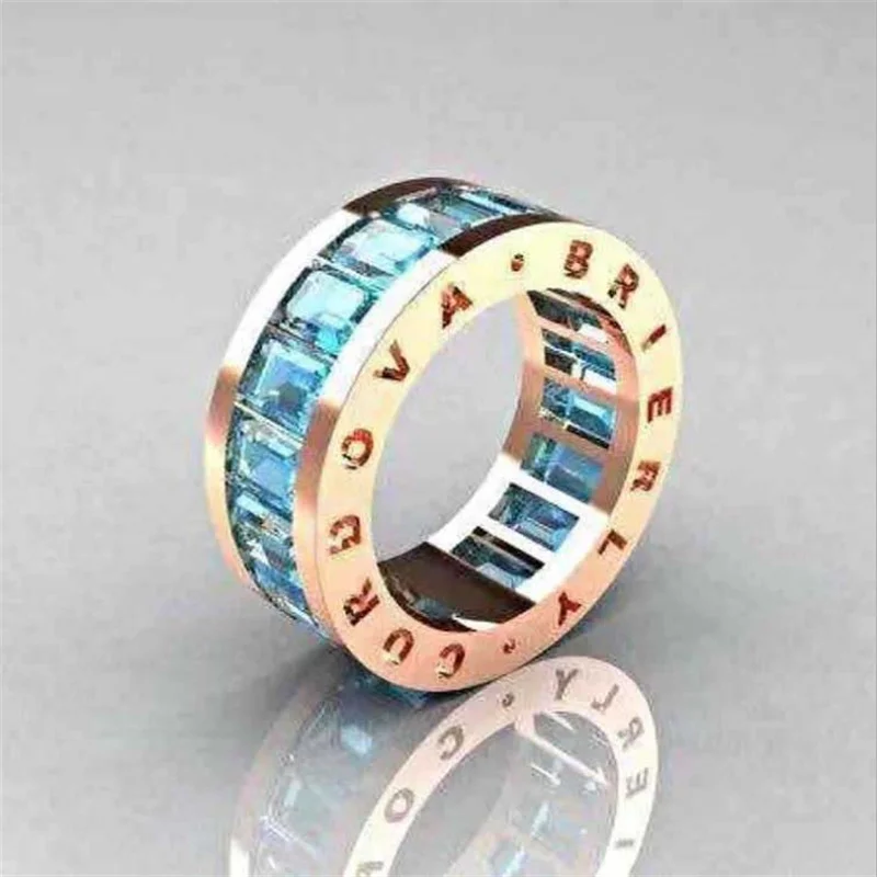 Top Trends: Classical Gold Colors Rings For Women Trendy Metal Inlaid Blue Stone Wedding Engagement Jewelry Shoppable Styles