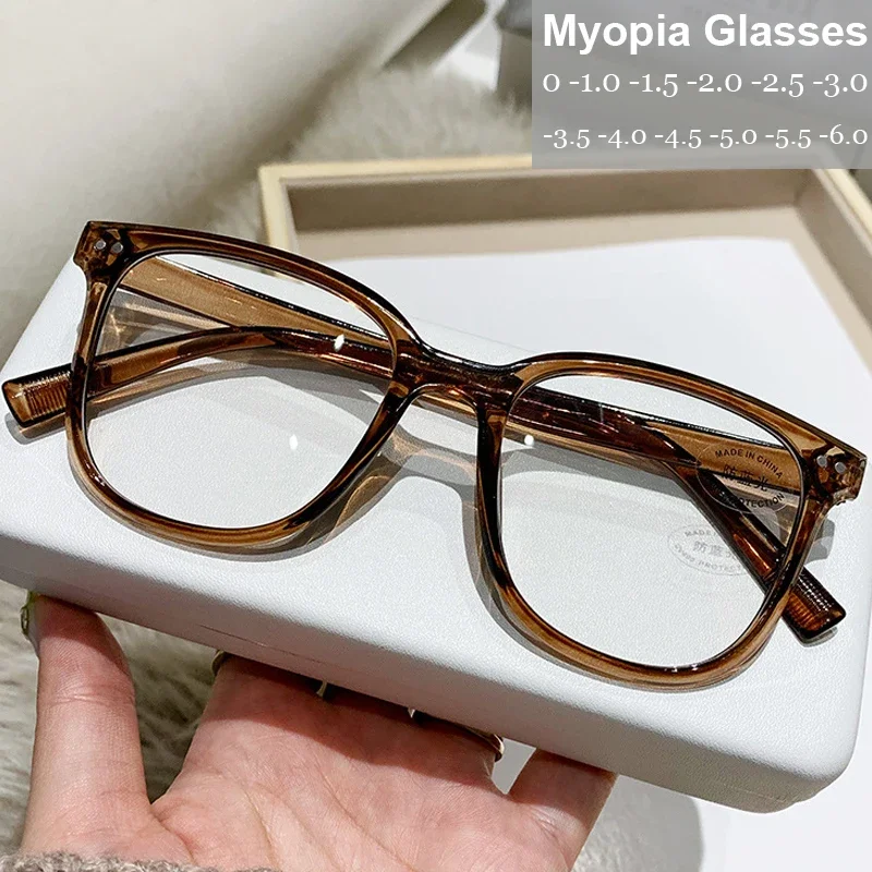 Top Trends: Square Finished Ladies Myopia Glasses Ultralight Oversized Frame Anti Blue Light Prescription Minus Eyewear Diopter 0 To -6.0 Shoppable Styles