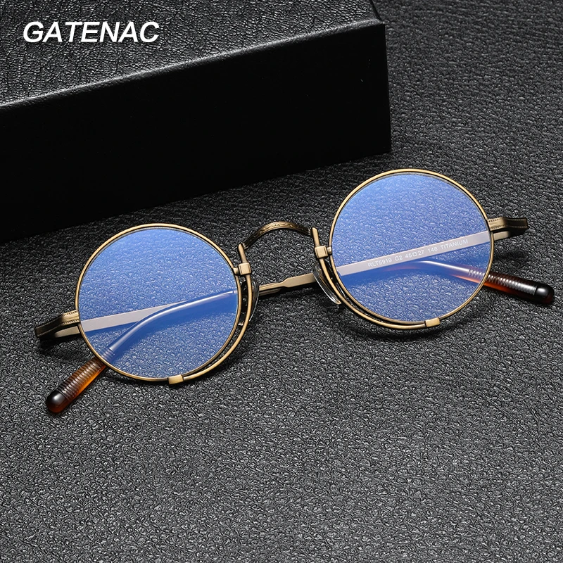 Top Trends: Vintage Pure Titanium Eyeglasses Frame Men Round Prescription Myopia Optical Glasses Frame Women Luxury Brand Spectacles Eyewear Shoppable Styles