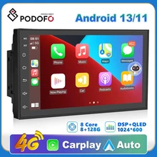 Podofo 8G 128G Car Radio GPS 2 din Android 11 Auto Carplay Universal 7