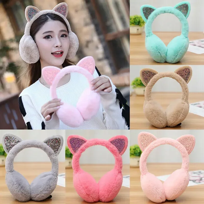 Top Trends: New Lovely Winter Warm Cat Ear Warmers Glitter Ears Plush Earmuffs For Women Playful Girls Ear Muffs Cold Protection Warm Hot Shoppable Styles - Image 5