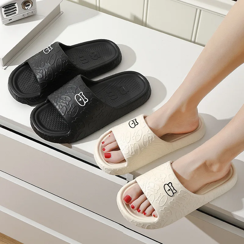 Top Trends: House Slippers Woman Indoor Bathroom Women's Rubber Flip Flops Home Slippers For Men Female Cloud Slippers Happy Flops LX018 Shoppable Styles